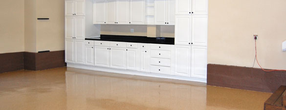 Tan Floor and Black Metallic Countertop