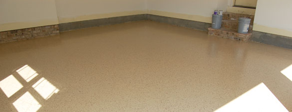Tan Garage Floor w/Wine Flakes in Raleigh