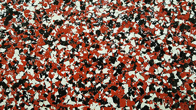 NC State Red and Black Flake Epoxy Concrete Floor – Raleigh NC